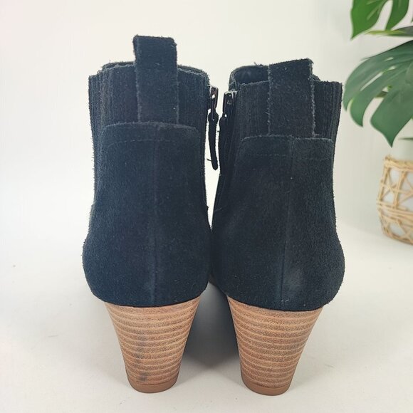 Franco Sarto Women's Wayra Black Leather Ankle Wedge Boots Size 10 - Picture 3 of 8